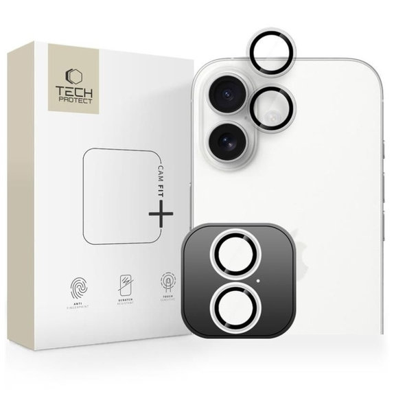 Protecție cameră Camring Fit+ pentru iPhone 16 / 16 Plus / 17, transparentă, Tech-Protect