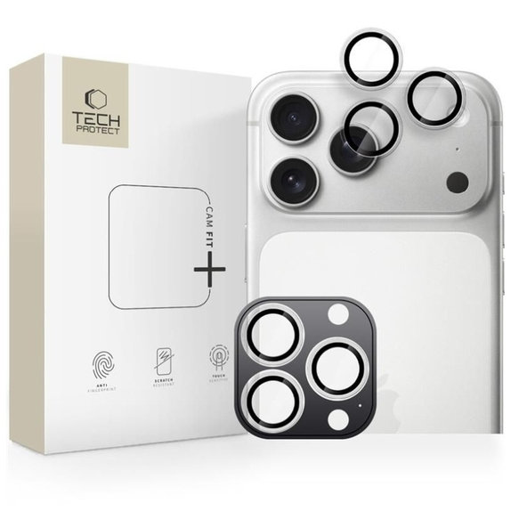 Protecție cameră Camring Fit+ pentru iPhone 14 Pro / Max / 15 Pro / Max / 16 Pro / Max / 17 Pro / Max, transparentă, Tech-Protect