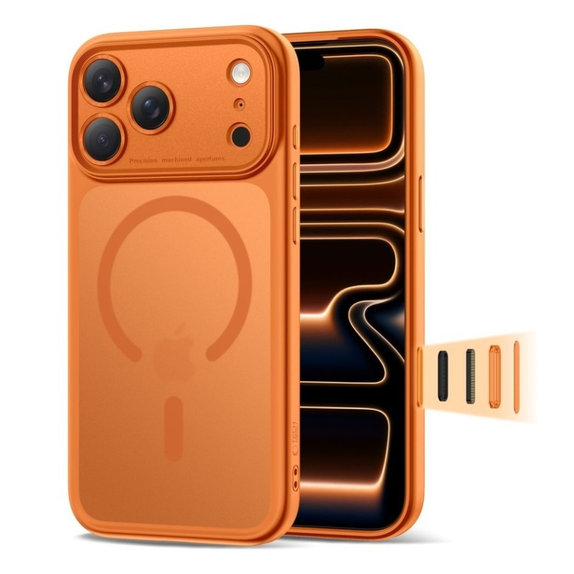 Husă MagPeak MagSafe CC pentru iPhone 17 Pro, Matte Cosmic Orange, Tech-Protect