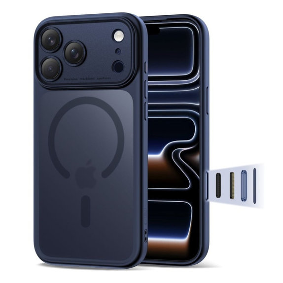 Husă MagPeak MagSafe CC pentru iPhone 17 Pro, Matte Deep Blue, Tech-Protect