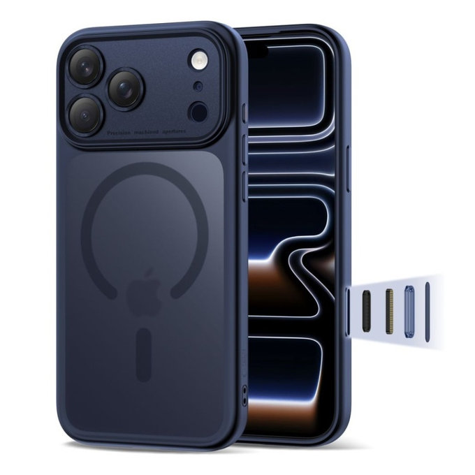 Husă MagPeak MagSafe CC pentru iPhone 17 Pro, Matte Deep Blue, Tech-Protect