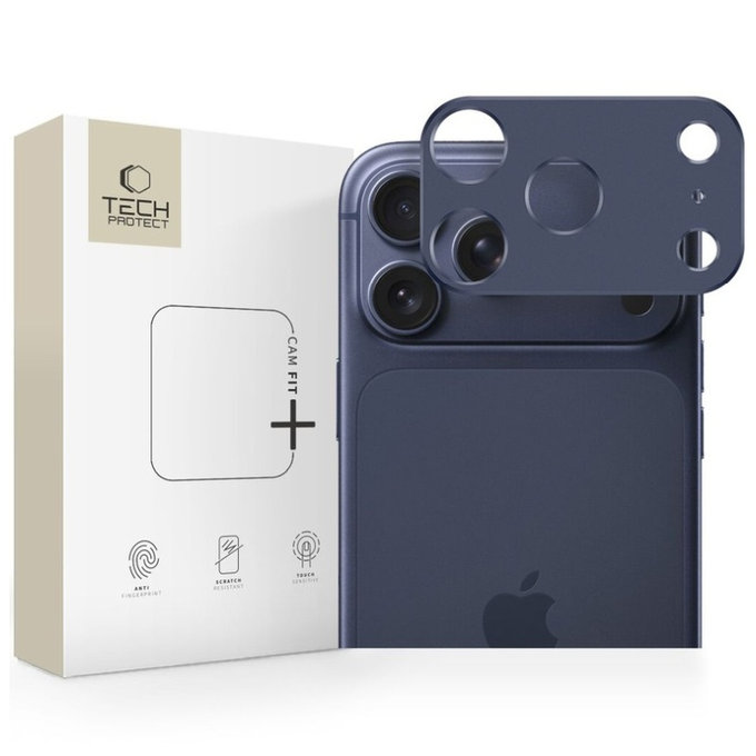 Protecție cameră Camalloy Fit+ pentru iPhone 17 Pro, Deep Blue, Tech-Protect