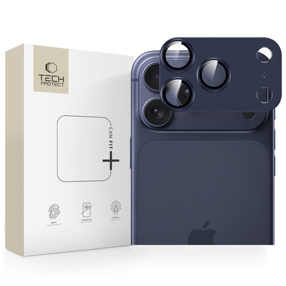 Protecție cameră Camfull Fit+ pentru iPhone 17 Pro Max, Deep Blue, Tech-Protect