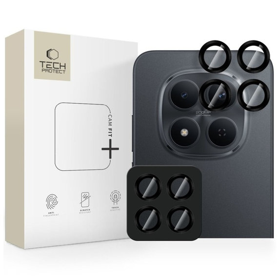 Protecție cameră Camring Fit+ pentru Xiaomi Poco M8 Pro / Redmi Note 15 Pro 5G / 15 Pro+ Plus 5G, neagră, Tech-Protect