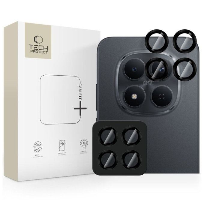 Protecție cameră Camring Fit+ pentru Xiaomi Poco M8 Pro / Redmi Note 15 Pro 5G / 15 Pro+ Plus 5G, neagră, Tech-Protect
