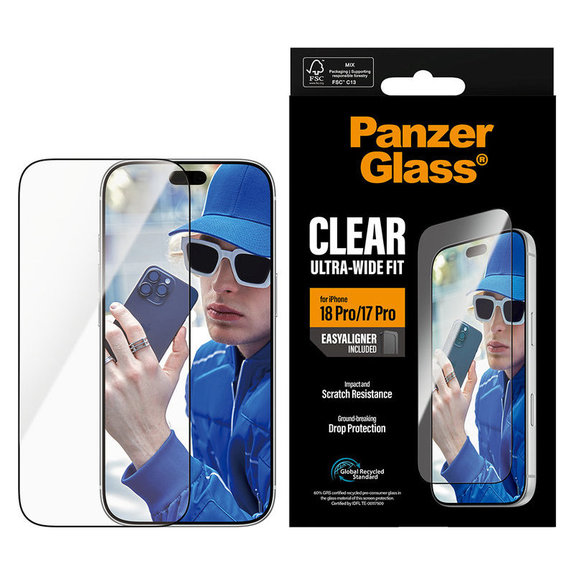 Sticlă securizată UWF cu aplicator pentru iPhone 18 Pro/17 Pro, Negru, PanzerGlass