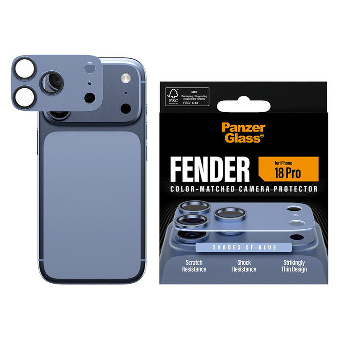 Protecție lentilă Fender pentru iPhone 18 Pro, Italian Blue, PanzerGlass