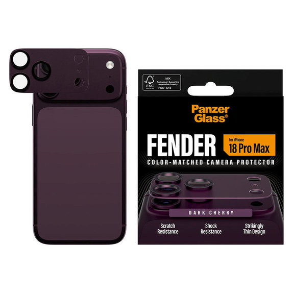 Protecție lentilă Fender pentru iPhone 18 Pro Max, Dark Cherry, PanzerGlass