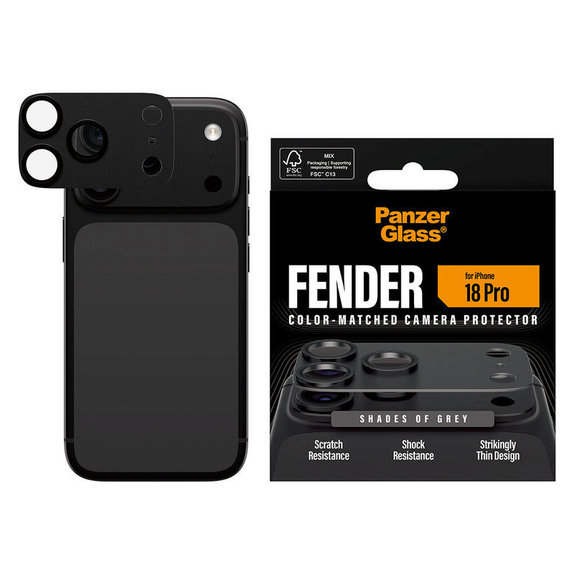 Protecție lentilă Fender pentru iPhone 18 Pro, Shades of Grey, PanzerGlass