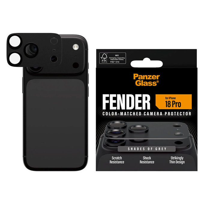Protecție lentilă Fender pentru iPhone 18 Pro, Shades of Grey, PanzerGlass