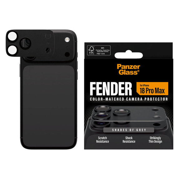 Protecție lentilă Fender pentru iPhone 18 Pro Max, Shades of Grey, PanzerGlass