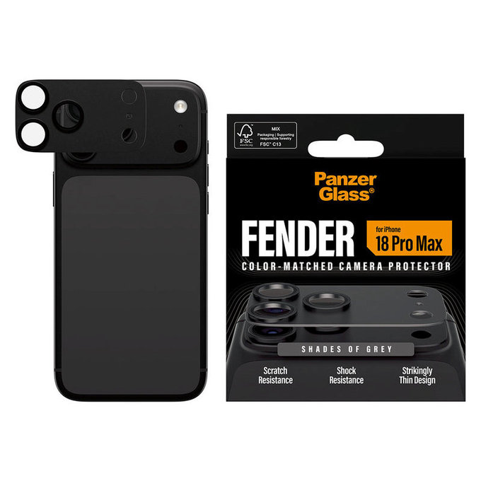 Protecție lentilă Fender pentru iPhone 18 Pro Max, Shades of Grey, PanzerGlass