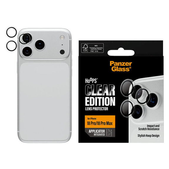 Protecție lentile cameră Hoops pentru iPhone 18 Pro/18 Pro Max, Transparent, PanzerGlass