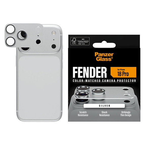 Protecție lentilă Fender pentru iPhone 18 Pro, Argintiu, PanzerGlass