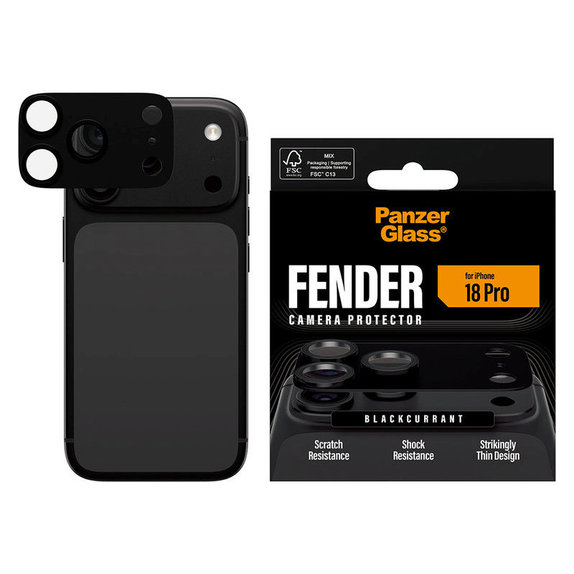 Protecție lentilă Fender pentru iPhone 18 Pro, Black Currant Currant, PanzerGlass