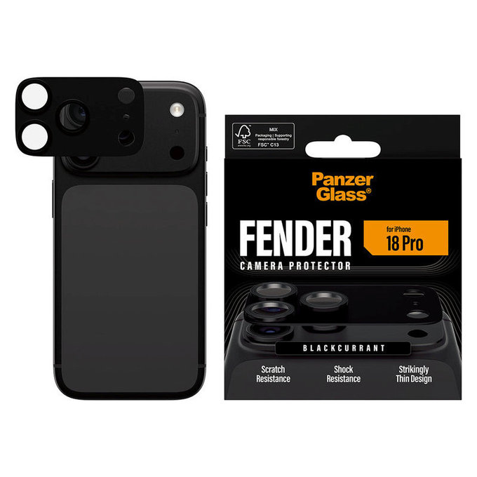 Protecție lentilă Fender pentru iPhone 18 Pro, Black Currant Currant, PanzerGlass