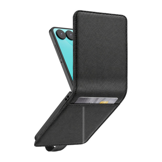 Husă Wallet Stand pentru Samsung Galaxy Z Flip8, Neagră, SBS