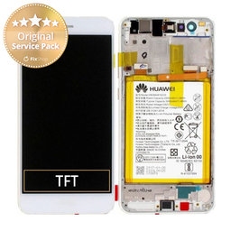 Huawei P10 Lite - Ecran LCD + Sticlă Tactilă + Ramă + Baterie (Pearl White) - 02351FSC, 02351FSB Genuine Service Pack