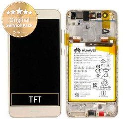Huawei P10 Lite - Ecran LCD + Sticlă Tactilă + Ramă + Baterie (Platinum Gold) - 02351FSN Genuine Service Pack
