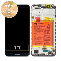 Huawei Y7 Prime (2018) - Ecran LCD + Sticlă Tactilă + Ramă + Baterie (Black) - 02351USA Genuine Service Pack