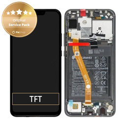 Huawei P Smart Plus (Nova 3i) - Ecran LCD + Sticlă Tactilă + Ramă + Baterie (Black) - 02352BUE Genuine Service Pack