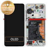 Huawei P40 - Ecran LCD + Sticlă Tactilă + Ramă + Baterie + Senzor de Amprentă (Ice White, Silver Frost) - 02353MFW Genuine Service Pack