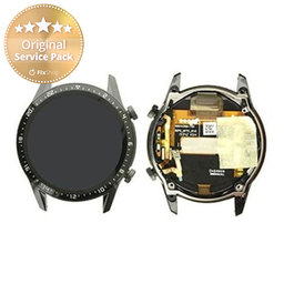 Huawei Watch GT2 Latope-B19 46mm - Ecran LCD + Sticlă Tactilă + Ramă (Matte Black) - 02353FYU Genuine Service Pack