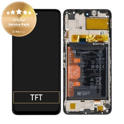 Huawei P Smart (2021), Honor 10X Lite - Ecran LCD + Sticlă Tactilă + Ramă + Baterie (Midnight Black) - 02354ADC Genuine Service Pack