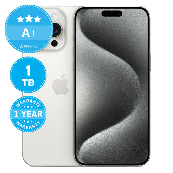 Apple iPhone 15 Pro Max White Titanium 1TB A+ Recondi?ionat