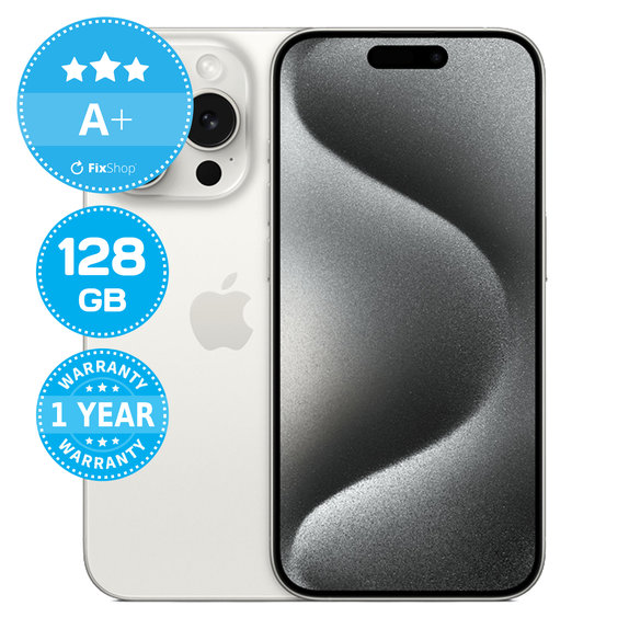 Apple iPhone 15 Pro White Titanium 128GB A+ Recondi?ionat