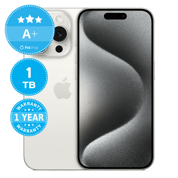Apple iPhone 15 Pro White Titanium 1TB A+ Recondi?ionat