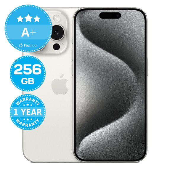 Apple iPhone 15 Pro White Titanium 256GB A+ Recondi?ionat