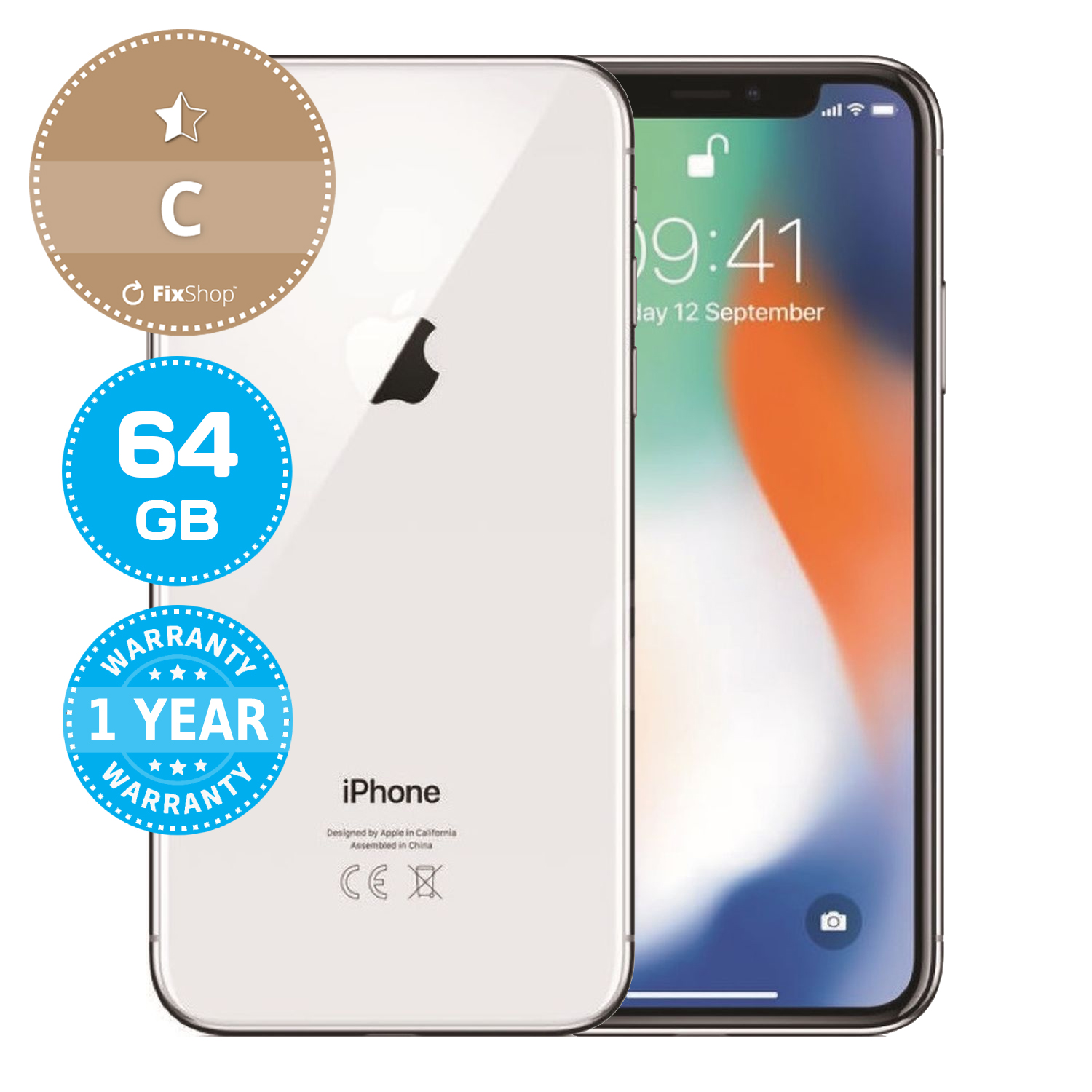 Apple iPhone X Silver 64GB C Recondiționat | FixShop