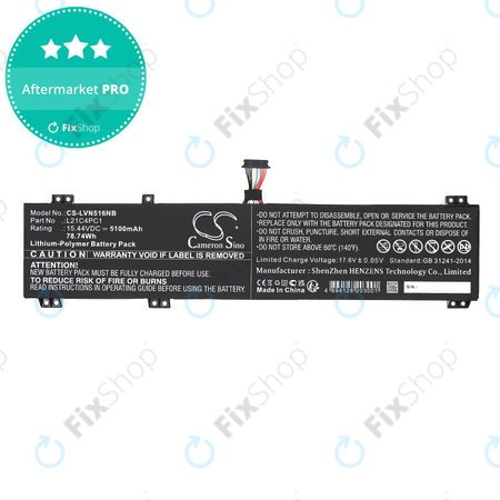 Baterie pentru Lenovo Legion 5 15ARH7H, 82RD0002SB, 5100mAh, Li-Pol, 15.44V, L21C4PC1, HQ