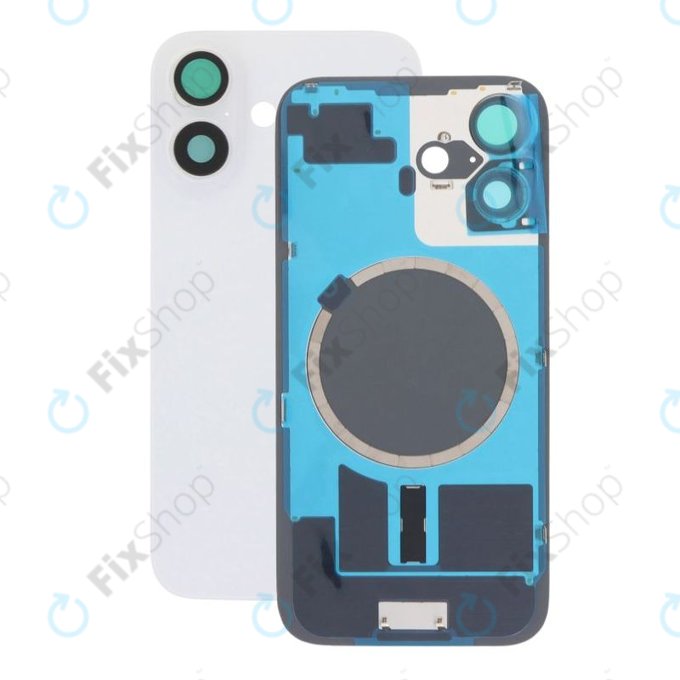 Apple iPhone 16 - Sticlă pentru carcasa din spate + Sticlă cameră + Placă metalică + Magneți MagSafe (White)