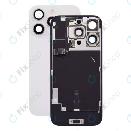 Apple iPhone 16 Pro - Sticlă pentru carcasa din spate + Sticlă cameră + Placă metalică + Magne?i MagSafe (White Titanium)