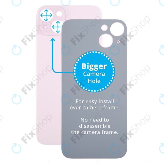 Apple iPhone 15 Plus - Sticlă Carcasă Spate cu Orificiu Mărit pentru Cameră (Pink)