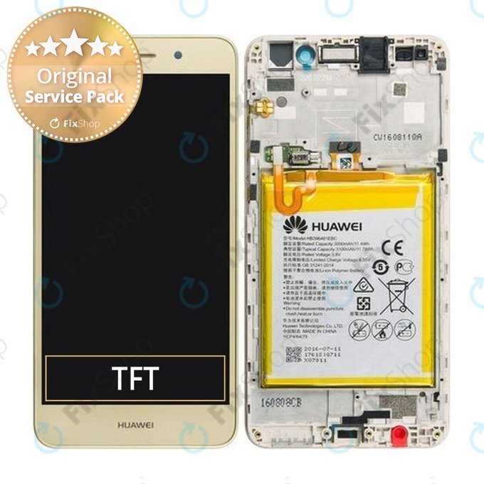 Huawei Y6 II - Ecran LCD + Sticlă Tactilă + Ramă + Baterie (Gold) - 02350VUK Genuine Service Pack