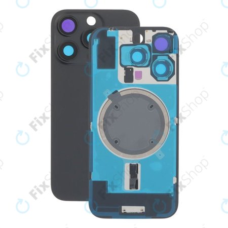 Apple iPhone 16 Pro - Sticlă pentru carcasa din spate + Sticlă cameră + Placă metalică + Magne?i MagSafe (Black Titanium)