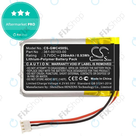Baterie pentru Garmin DashCam 45, DashCam 46, DashCam 55, DashCam 56, DashCam 66, 250mAh, Li-Pol, 3.7V, 361-00103-00, HQ