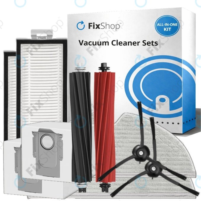 Set de piese de schimb pentru Xiaomi Roborock Q5 Pro, Q8 Max+ (1x Perie principală, 2x Filter, 2x Perie laterală – neagră, 2x Mop, 2x Sac de praf)