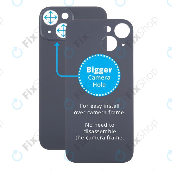 Apple iPhone 15 - Sticlă Carcasă Spate cu Orificiu Mărit pentru Cameră (Black)