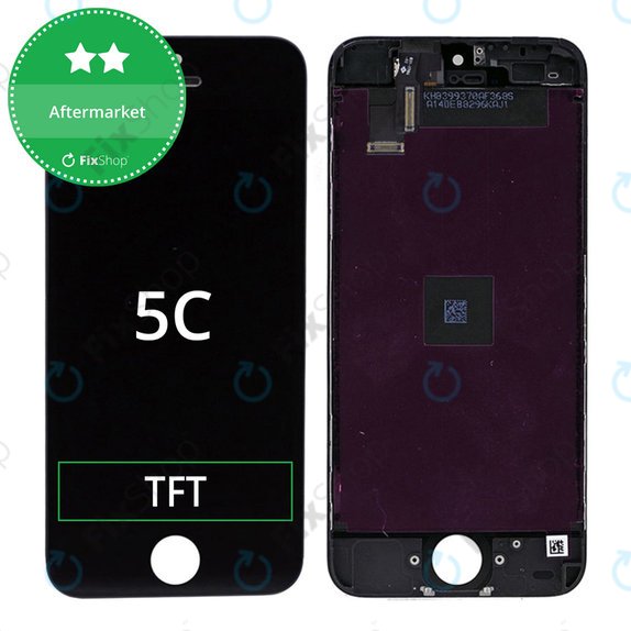 Ecran pentru iPhone 5C, Black, Sticlă tactilă cu ramă