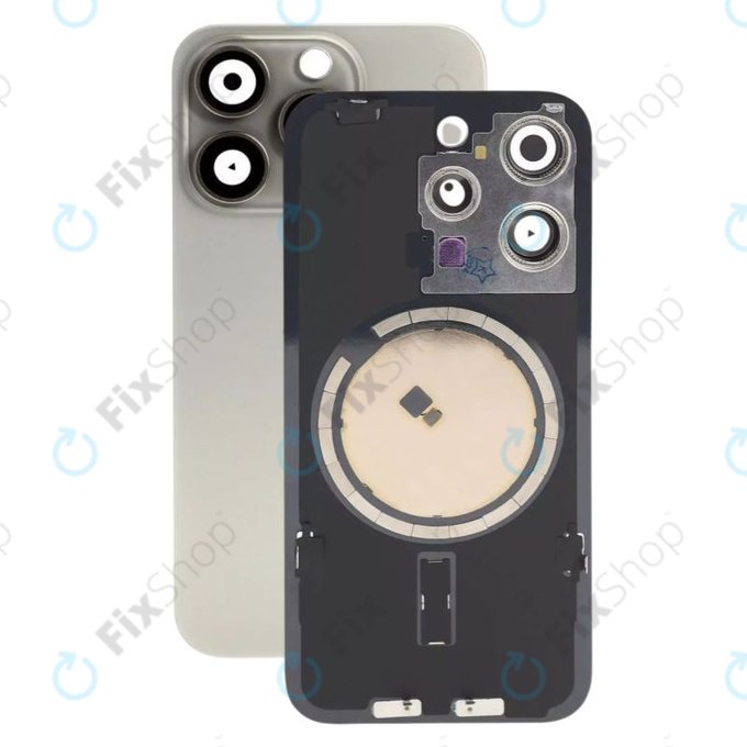 Apple iPhone 15 Pro - Sticlă pentru carcasa din spate cu piese mici (Natural Titanium)