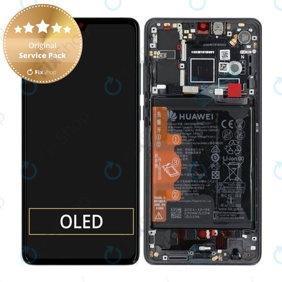 Huawei P30 - Ecran LCD + Sticlă Tactilă + Ramă + Baterie (Black) - 02354HLT Genuine Service Pack