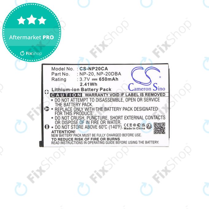 Baterie pentru Casio Exilim Card Ex-S880, 650mAh, Li-Ion, 3.7V, NP-20, HQ