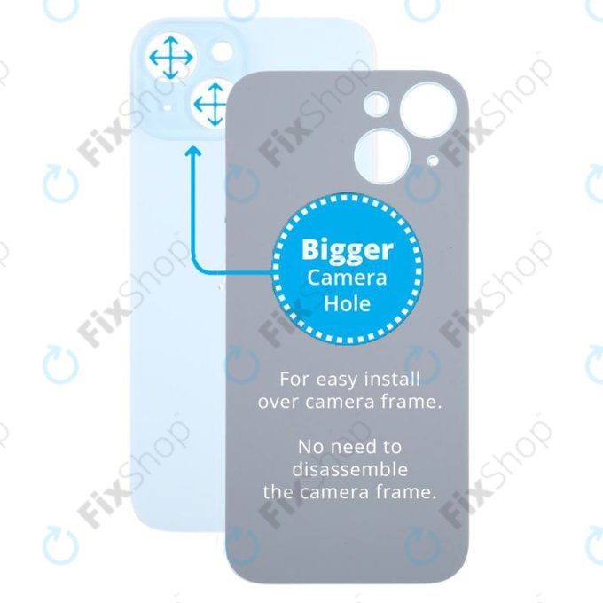Apple iPhone 15 - Sticlă Carcasă Spate cu Orificiu Mărit pentru Cameră (Blue)