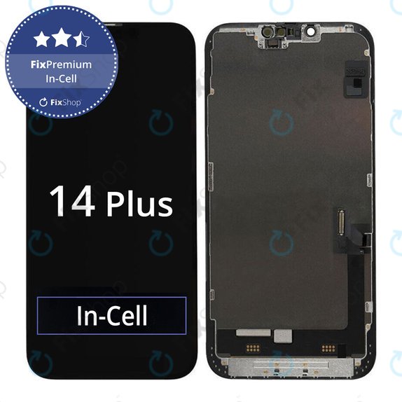 Ecran In-Cell FHD pentru iPhone 14 Plus, Sticlă tactilă cu ramă, FixPremium