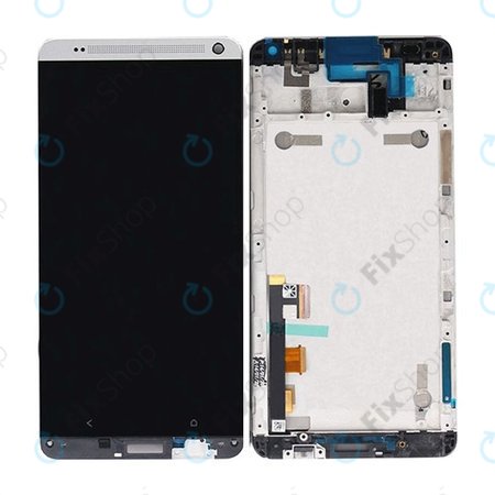 HTC One Max - Ecran LCD + Sticlă Tactilă + Ramă (Silver) - 80H01666-01 Genuine Service Pack