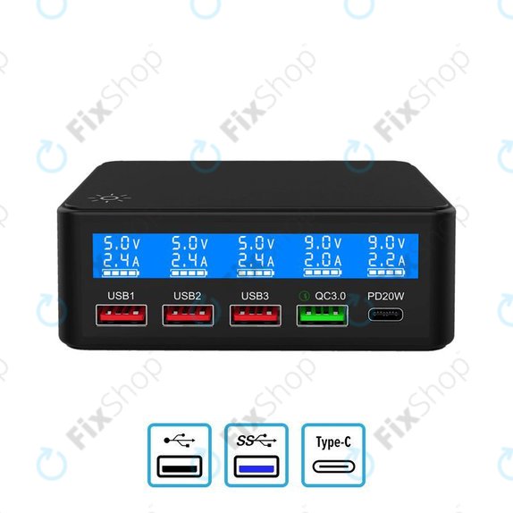 FixPremium - Statie de incarcare USB (USB 2.0, USB 3.0, USB-C)